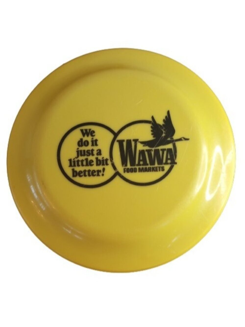 WAWA Food Markets Vintage Frisbee 80s Humphrey Flyers Made in USA Yellow Black
